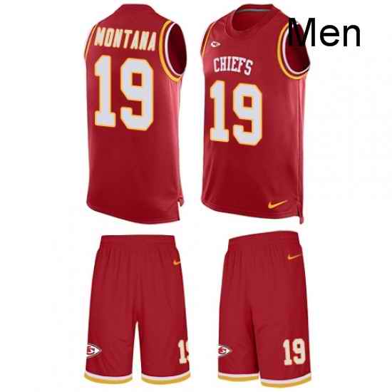 Men Nike Kansas City Chiefs 19 Joe Montana Limited Red Tank Top Suit NFL Jersey